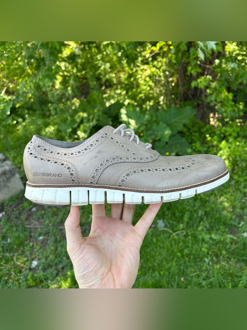 Cole Haan Shoes Mens 11 Zerogrand Grey Wingtip Oxford Casual Comfort Stained